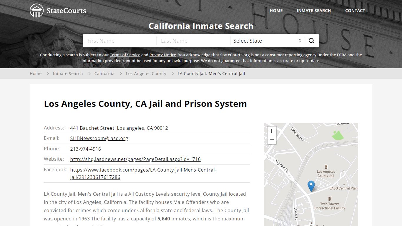 LA County Jail, Men's Central Jail Inmate Records Search, California ...