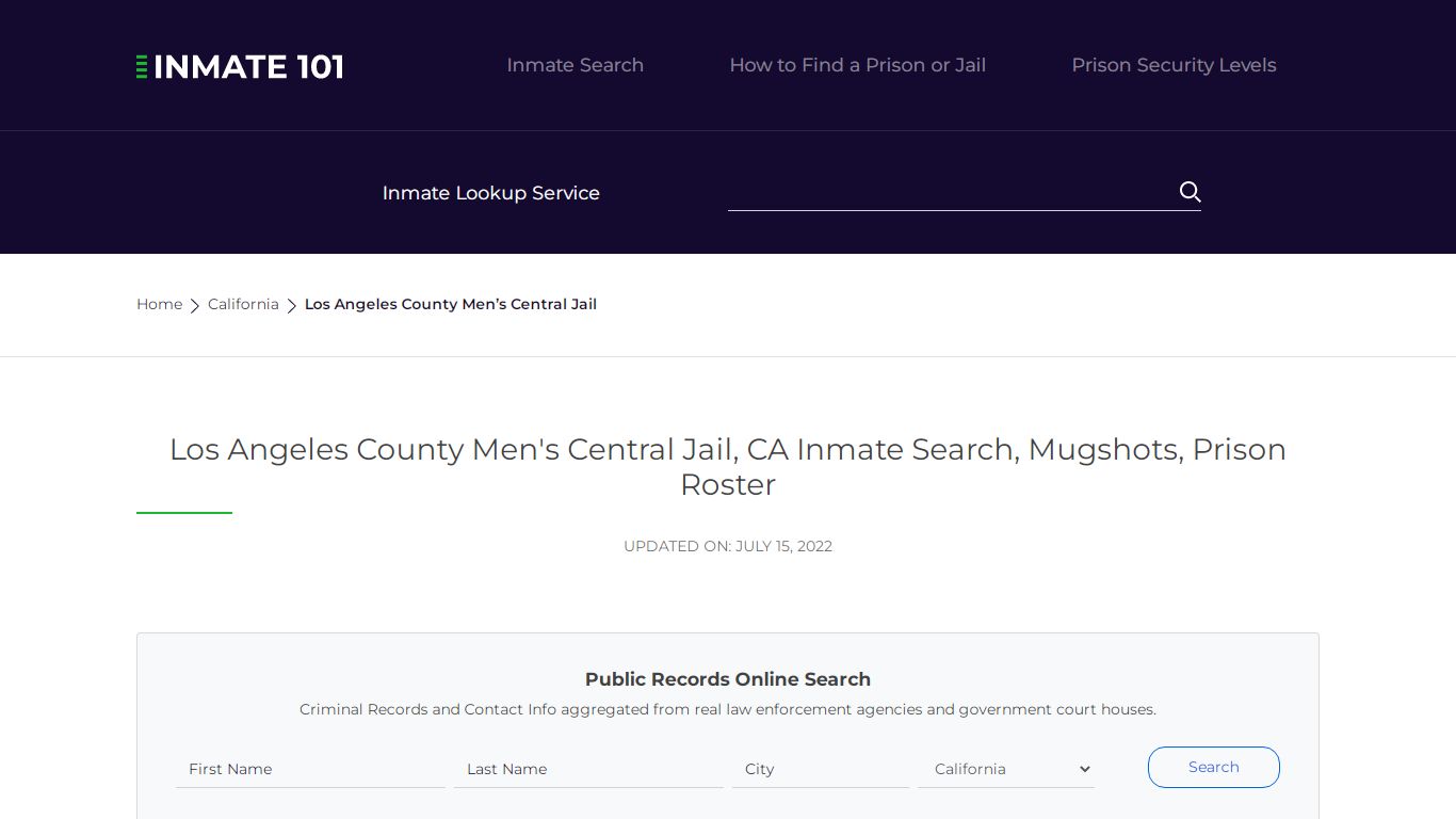 Los Angeles County Men's Central Jail, CA Inmate Search, Mugshots ...