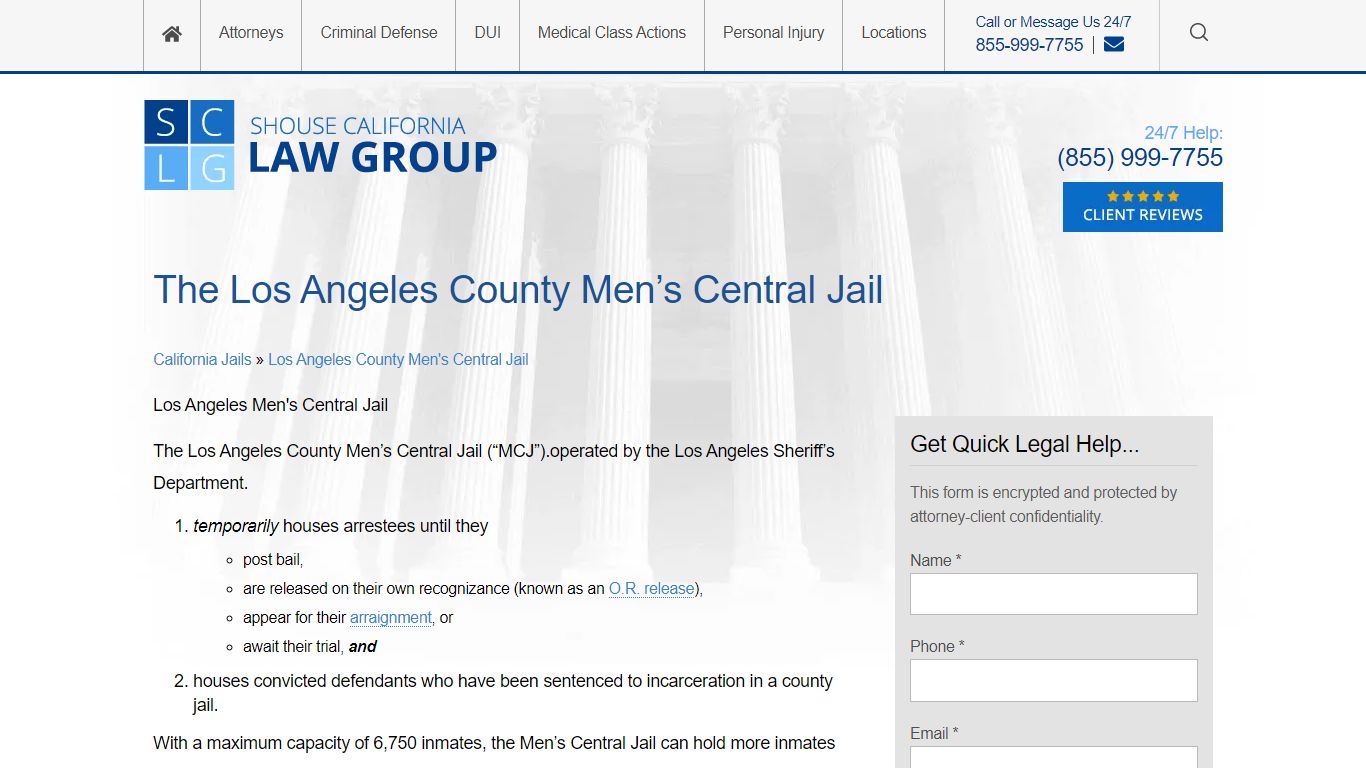 Information For The Los Angeles County Men's Central Jail